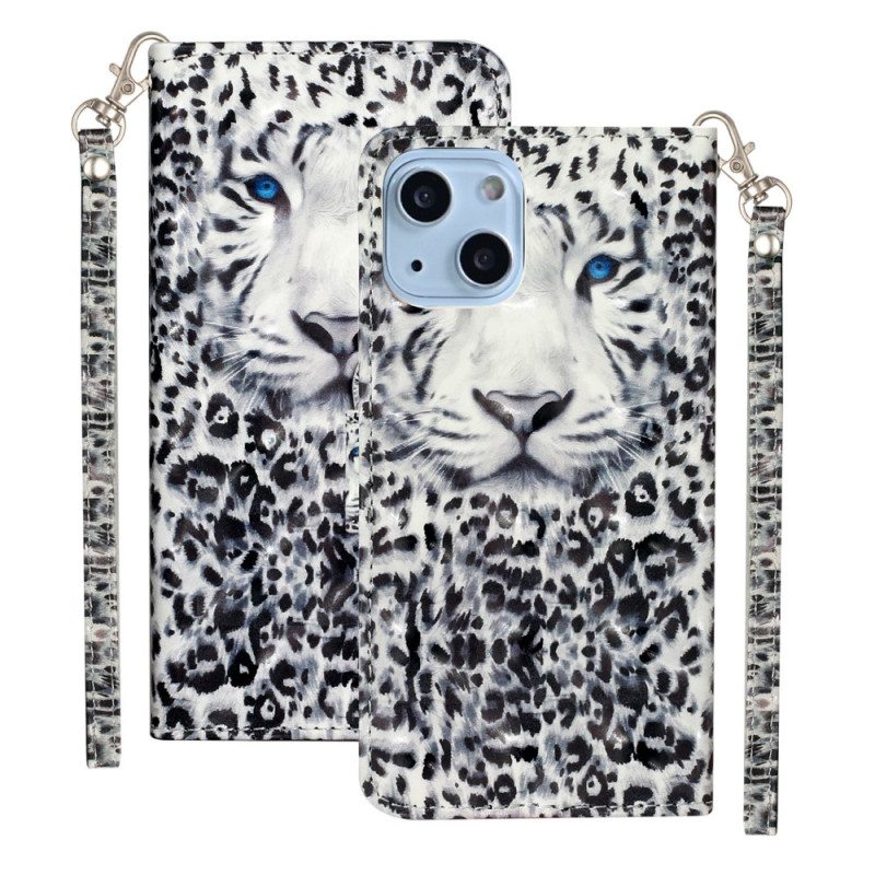 Kotelot iPhone 15 Plus Suojaketju Kuori 3d Leopard Hihnalla