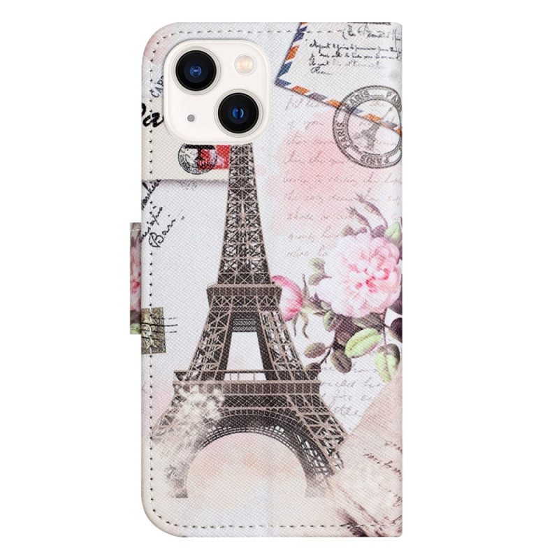 Kotelot iPhone 15 Plus Vintage Eiffel-torni