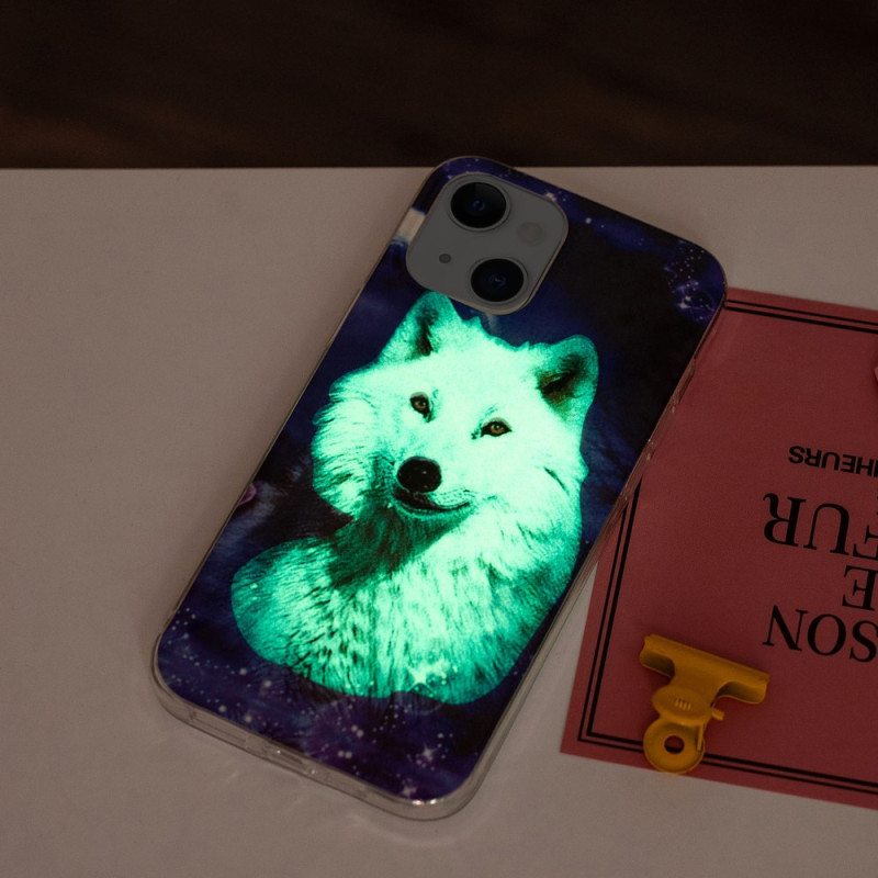 Kuori iPhone 15 Plus Fluoresoiva White Wolf