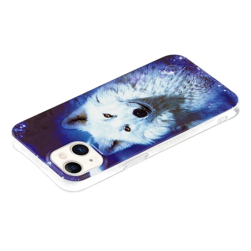 Kuori iPhone 15 Plus Fluoresoiva White Wolf