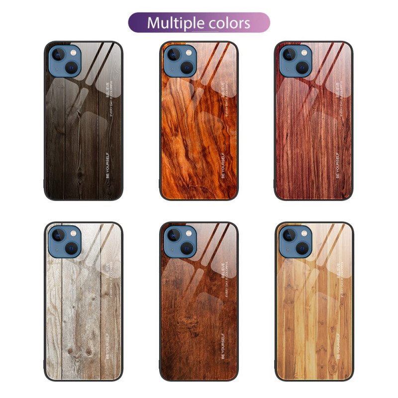 Kuori iPhone 15 Plus Tempered Glass Wood Design