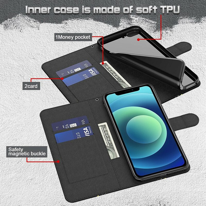 Flip Case iPhone 13 Pro Max Pitsi Kukat