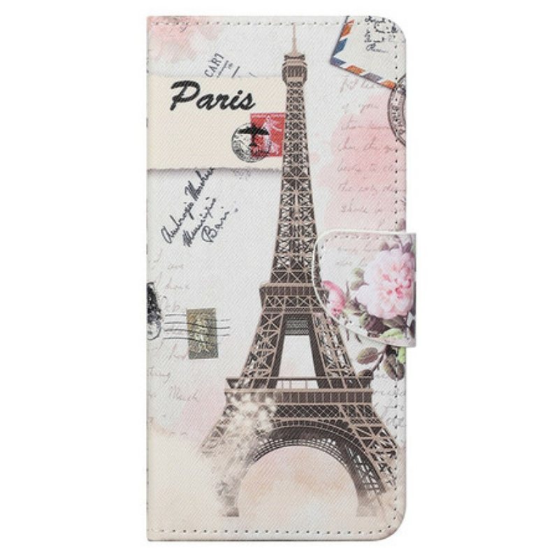 Flip Case iPhone 13 Pro Max Retro Eiffel-torni