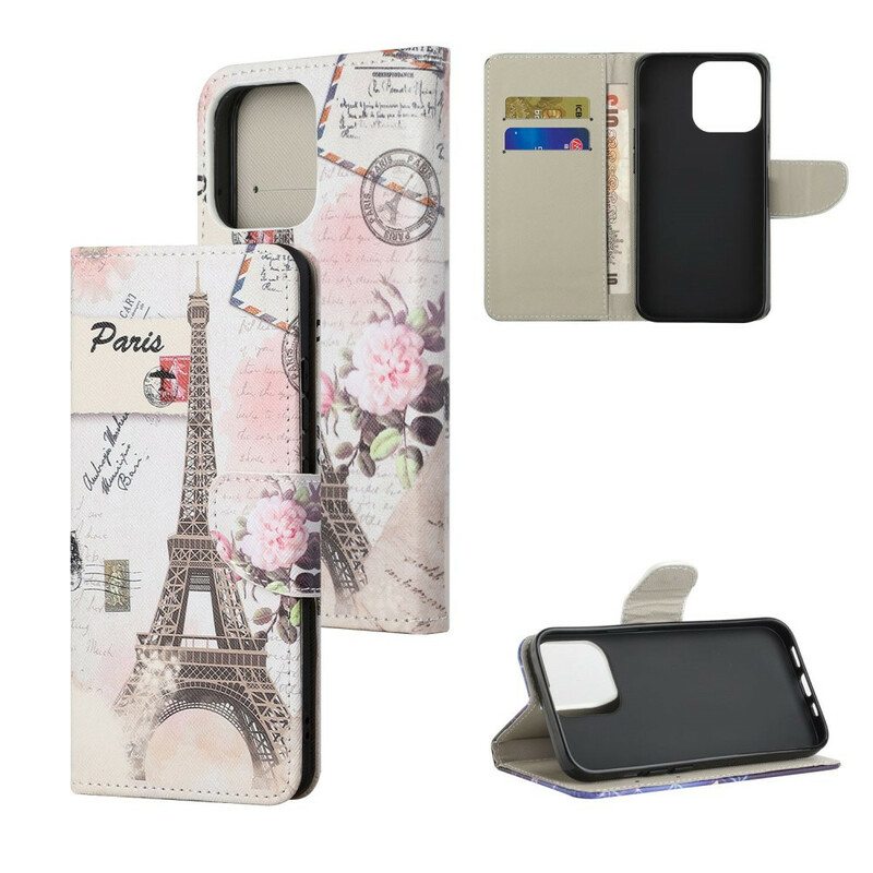 Flip Case iPhone 13 Pro Max Retro Eiffel-torni