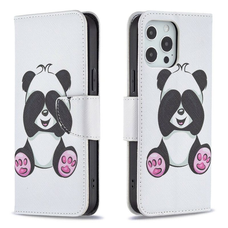 Nahkakotelo iPhone 13 Pro Max Panda Hauskaa