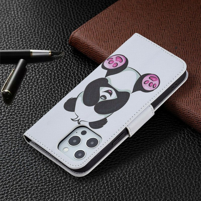 Nahkakotelo iPhone 13 Pro Max Panda Hauskaa