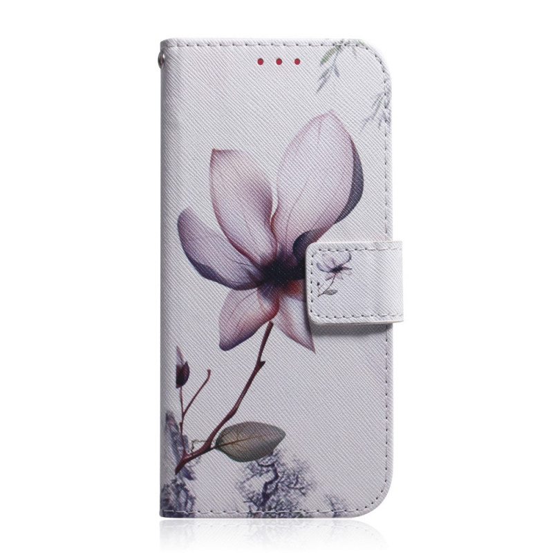 Nahkakotelo Oppo Find X5 Lite Flower Dusty Pink