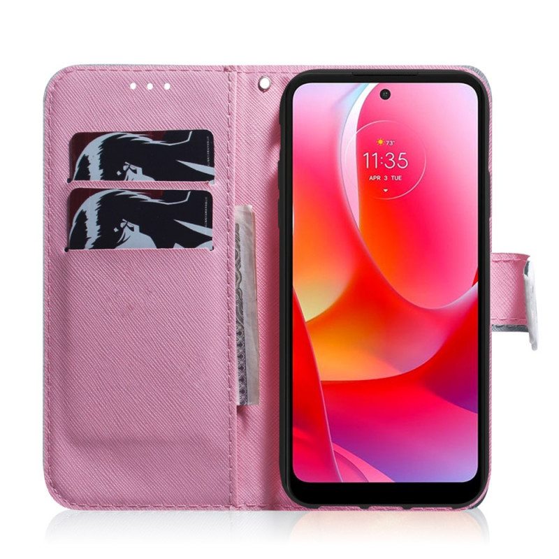 Nahkakotelo Oppo Find X5 Lite Flower Dusty Pink