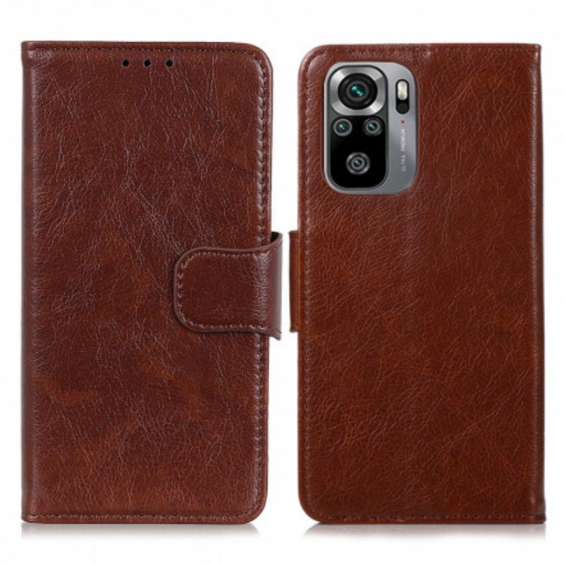 Flip Case Xiaomi Redmi Note 10 / 10S Halkaistu Nappan Nahka