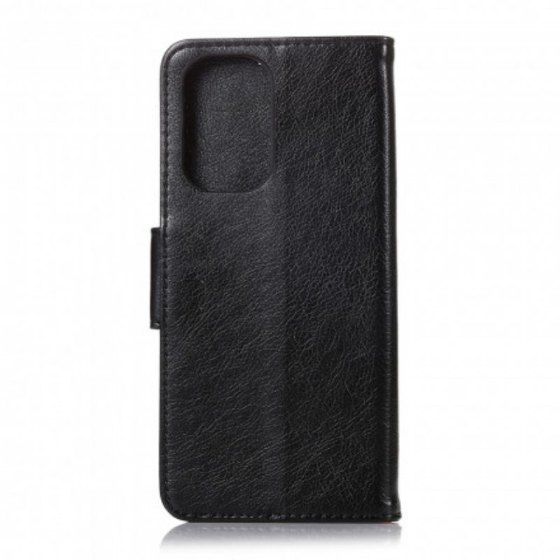 Flip Case Xiaomi Redmi Note 10 / 10S Halkaistu Nappan Nahka