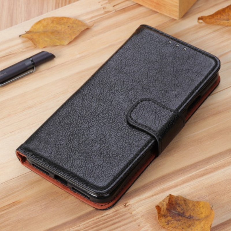 Flip Case Xiaomi Redmi Note 10 / 10S Halkaistu Nappan Nahka