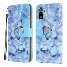 Kotelot Xiaomi Redmi Note 10 / 10S Suojaketju Kuori Strappy Diamond Perhoset