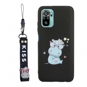 Kuori Xiaomi Redmi Note 10 / 10S Hippo Kiss Lanyardilla