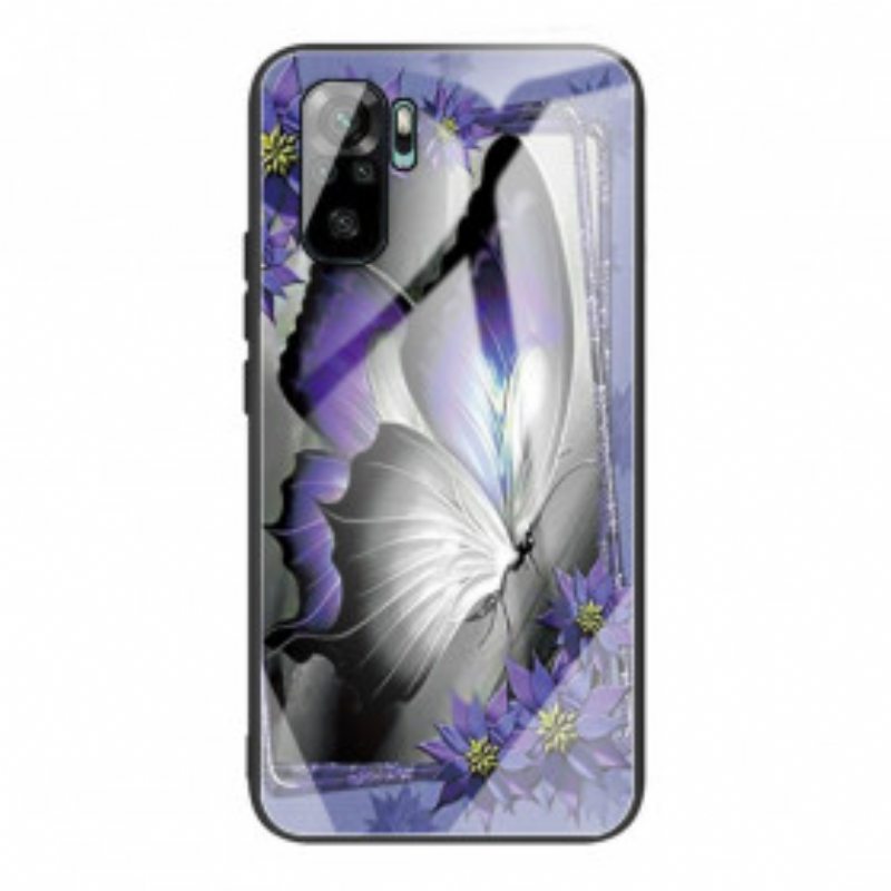 Kuori Xiaomi Redmi Note 10 / 10S Purple Butterfly Karkaistu Lasi