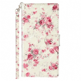 Nahkakotelo Samsung Galaxy Note 10 Suojaketju Kuori Strap Light Spot Flowers