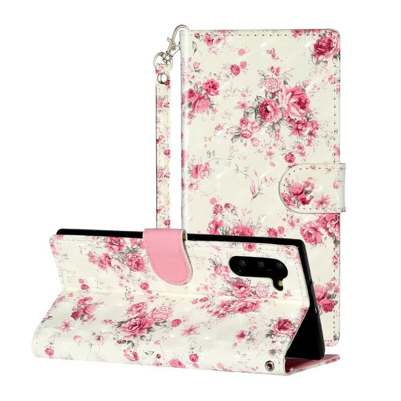 Nahkakotelo Samsung Galaxy Note 10 Suojaketju Kuori Strap Light Spot Flowers