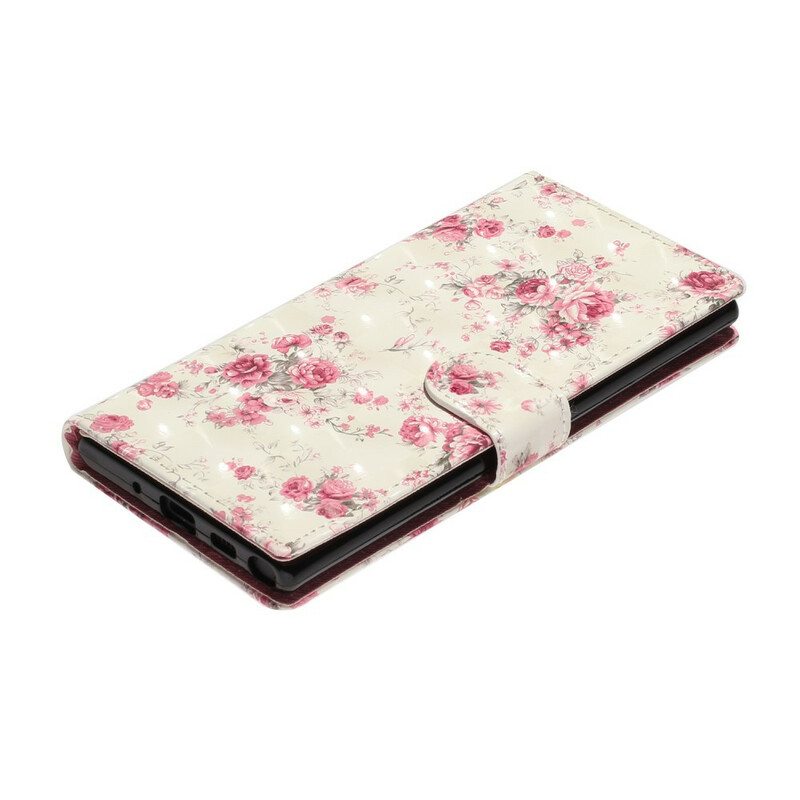 Nahkakotelo Samsung Galaxy Note 10 Suojaketju Kuori Strap Light Spot Flowers