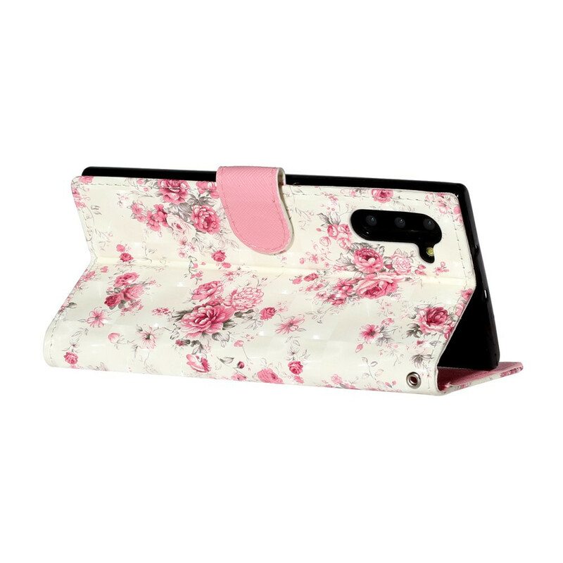 Nahkakotelo Samsung Galaxy Note 10 Suojaketju Kuori Strap Light Spot Flowers