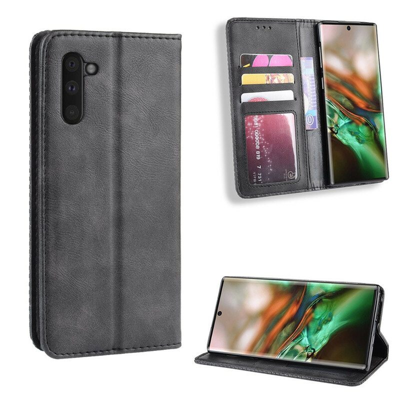 Puhelinkuoret Samsung Galaxy Note 10 Kotelot Flip Tyylitelty Vintage-nahkaefekti