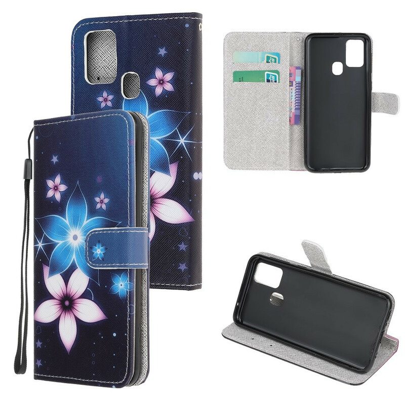 Flip Case Samsung Galaxy M31 Suojaketju Kuori Kuun Hihnan Kukat