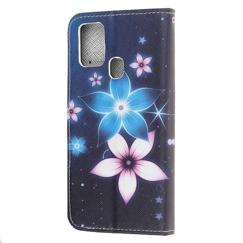 Flip Case Samsung Galaxy M31 Suojaketju Kuori Kuun Hihnan Kukat