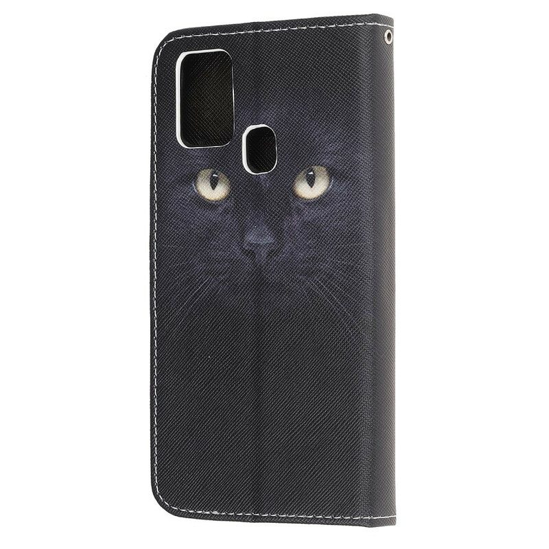 Kotelot Samsung Galaxy M31 Suojaketju Kuori Strappy Black Cat Eyes