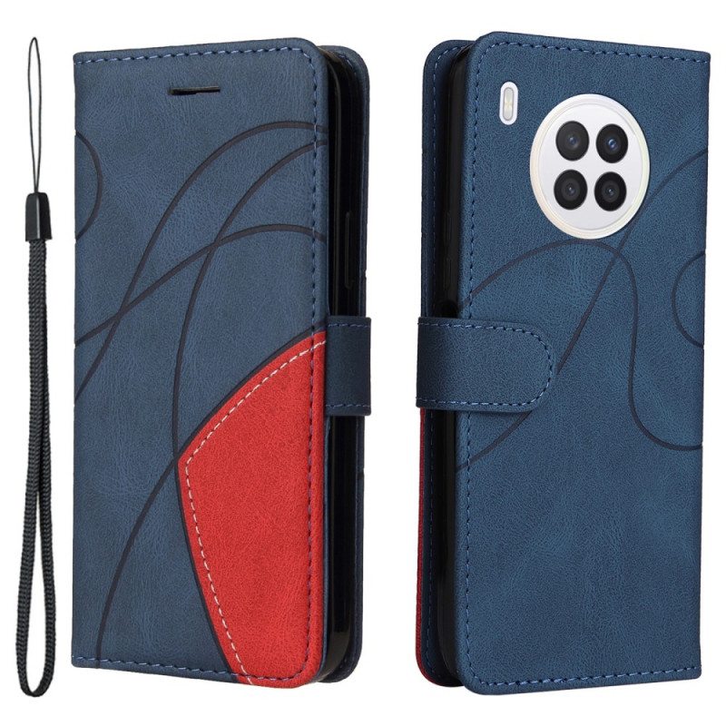 Flip Case Huawei Nova 8i Kaksisävyinen Signature Faux Leather