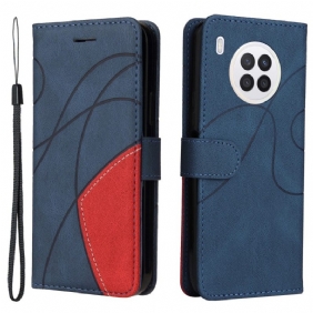 Flip Case Huawei Nova 8i Kaksisävyinen Signature Faux Leather