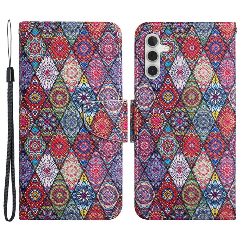 Kotelot Samsung Galaxy A15 5g Patchwork Hihnalla Suojakuori