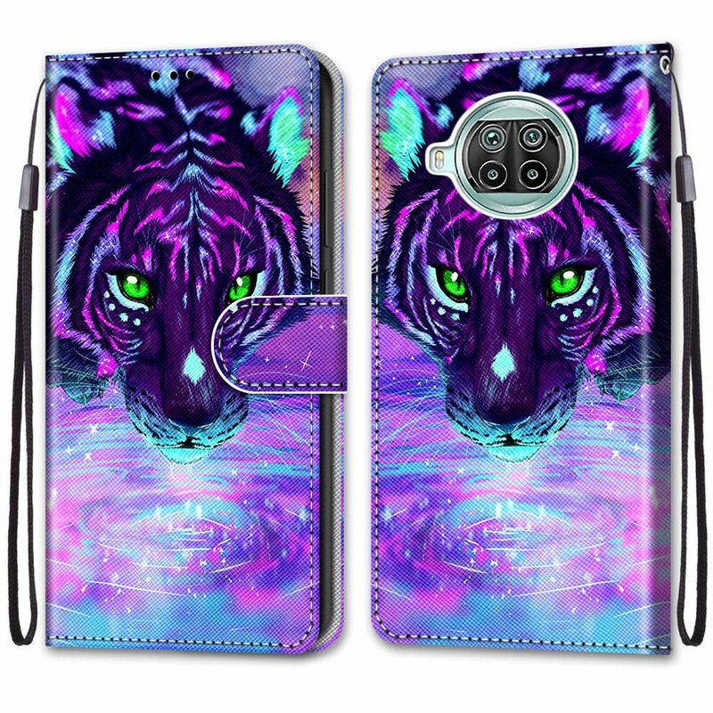 Flip Case Xiaomi Redmi Note 9 Pro 5G Kissa Kaulanauhalla