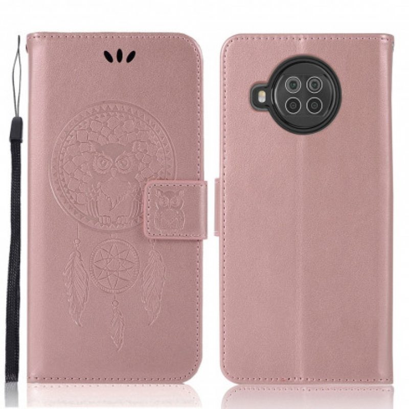 Kotelot Xiaomi Redmi Note 9 Pro 5G Nahkaefekti Dreamcatcher Owl