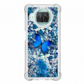 Kuori Xiaomi Redmi Note 9 Pro 5G Glitter Blue Perhoset