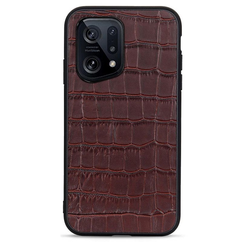 Kuori Oppo Find X5 Aito Crocodile Texture -nahka