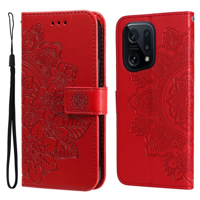 Nahkakotelo Oppo Find X5 Suojaketju Kuori Strappy Mandala