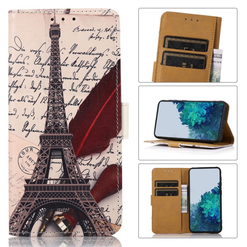 Flip Case Moto E40 / E30 / E20 Runoilijan Eiffel-torni