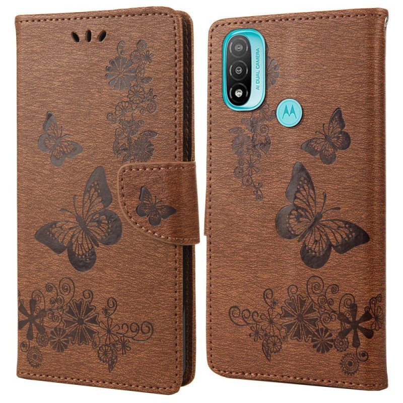 Flip Case Moto E40 / E30 / E20 Suojaketju Kuori Upeat Hihnaperhoset