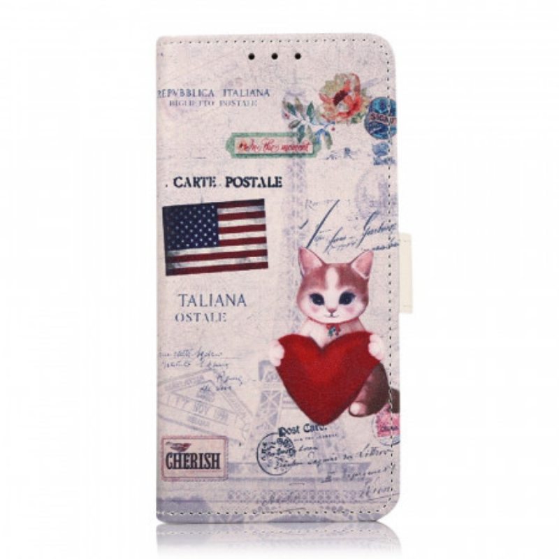 Flip Case Moto E40 / E30 / E20 Traveller Cat