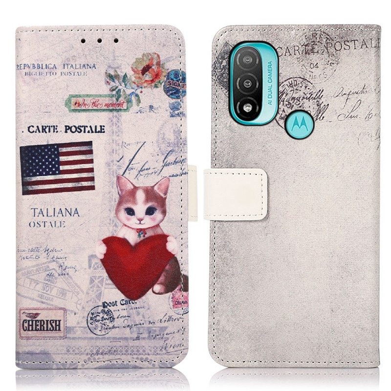 Flip Case Moto E40 / E30 / E20 Traveller Cat