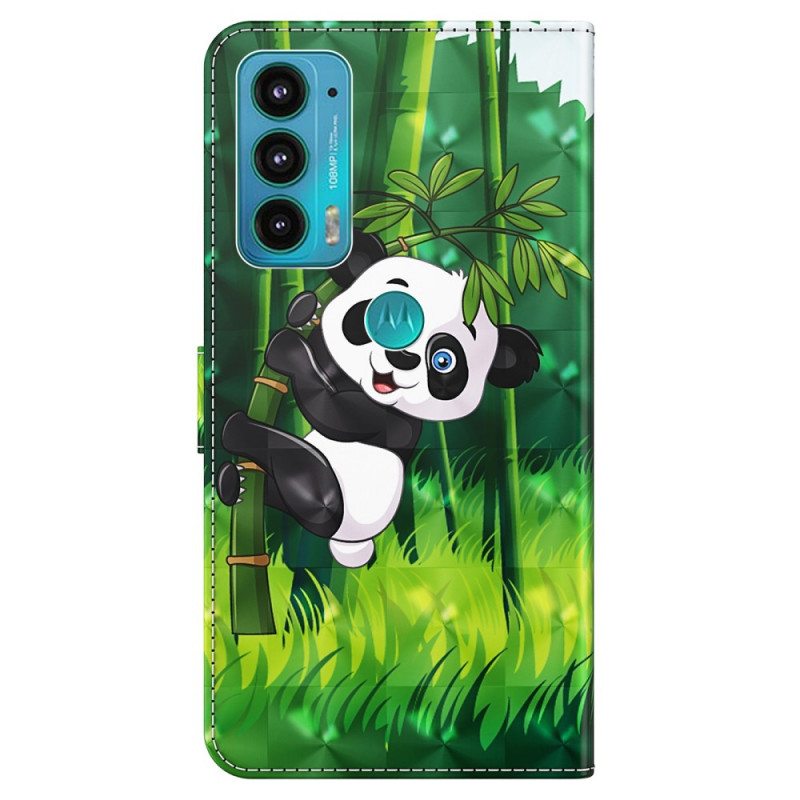 Nahkakotelo Moto E40 / E30 / E20 Panda Ja Bambu