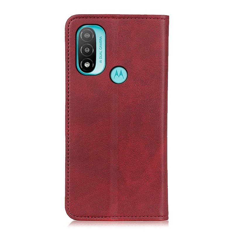 Puhelinkuoret Moto E40 / E30 / E20 Kotelot Flip Elegance Haljattu Nahka