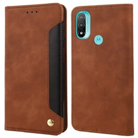 Puhelinkuoret Moto E40 / E30 / E20 Kotelot Flip Kaksisävyinen Business Leather -efekti