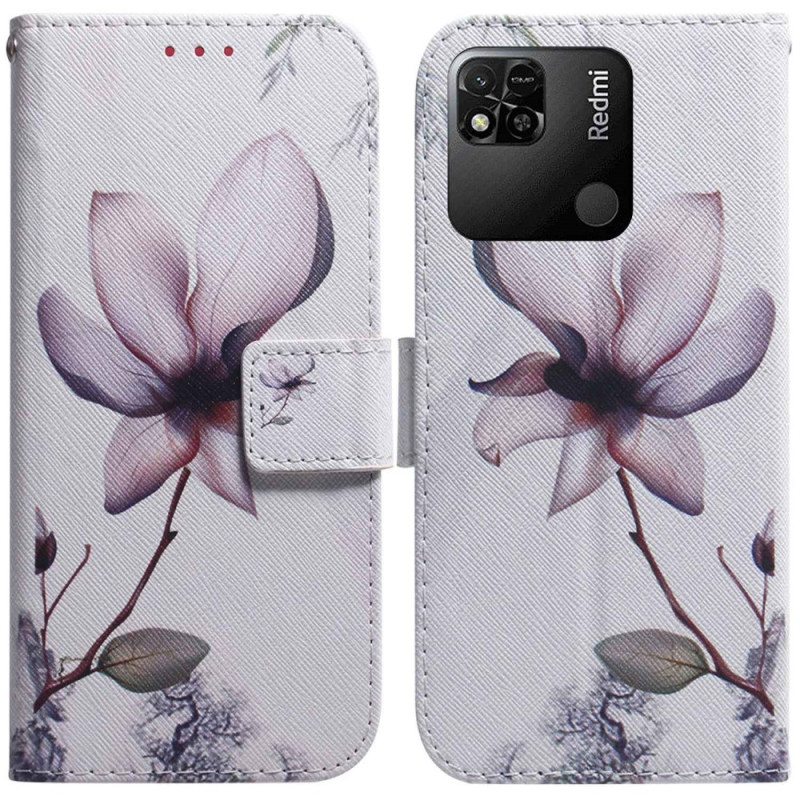 Flip Case Xiaomi Redmi 10A Vaaleanpunainen Kukka