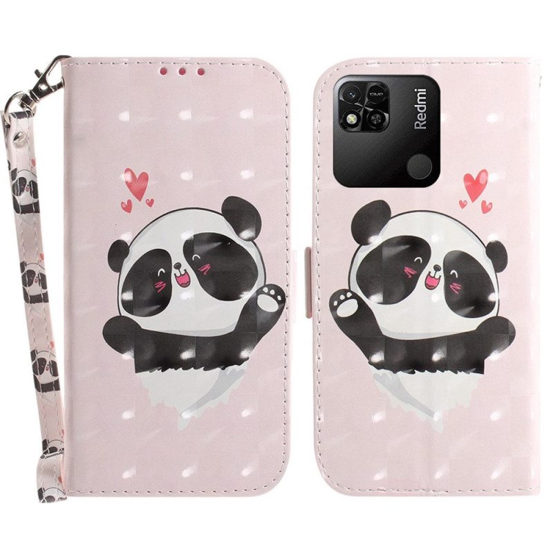 Kotelot Xiaomi Redmi 10A Suojaketju Kuori Panda Love With Lanyard