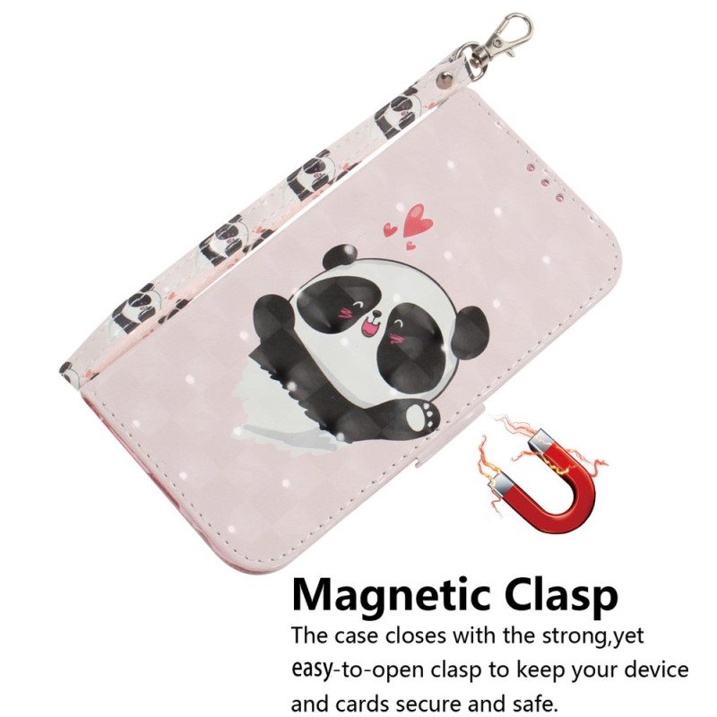 Kotelot Xiaomi Redmi 10A Suojaketju Kuori Panda Love With Lanyard