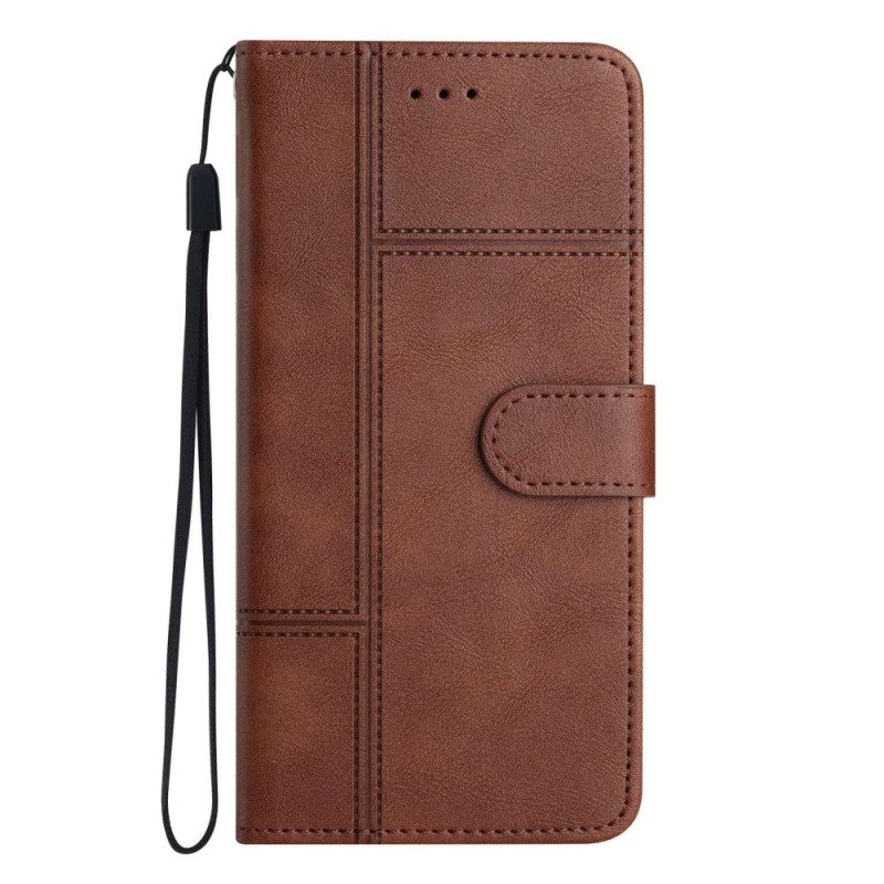 Kotelot Xiaomi Redmi 10A Suojaketju Kuori Strappy Geometric Leather Effect