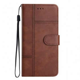 Kotelot Xiaomi Redmi 10A Suojaketju Kuori Strappy Geometric Leather Effect