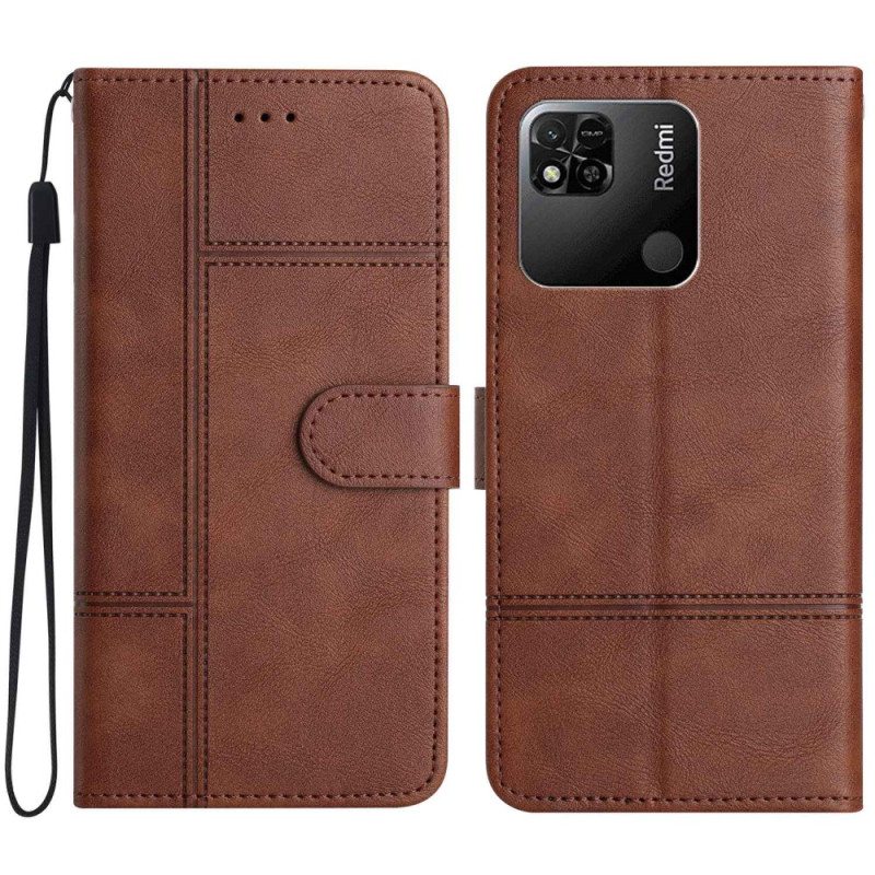 Kotelot Xiaomi Redmi 10A Suojaketju Kuori Strappy Geometric Leather Effect