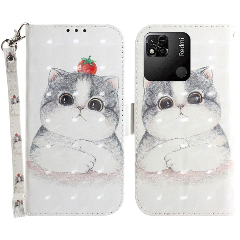 Nahkakotelo Xiaomi Redmi 10A Suojaketju Kuori Thong Graphic Cat