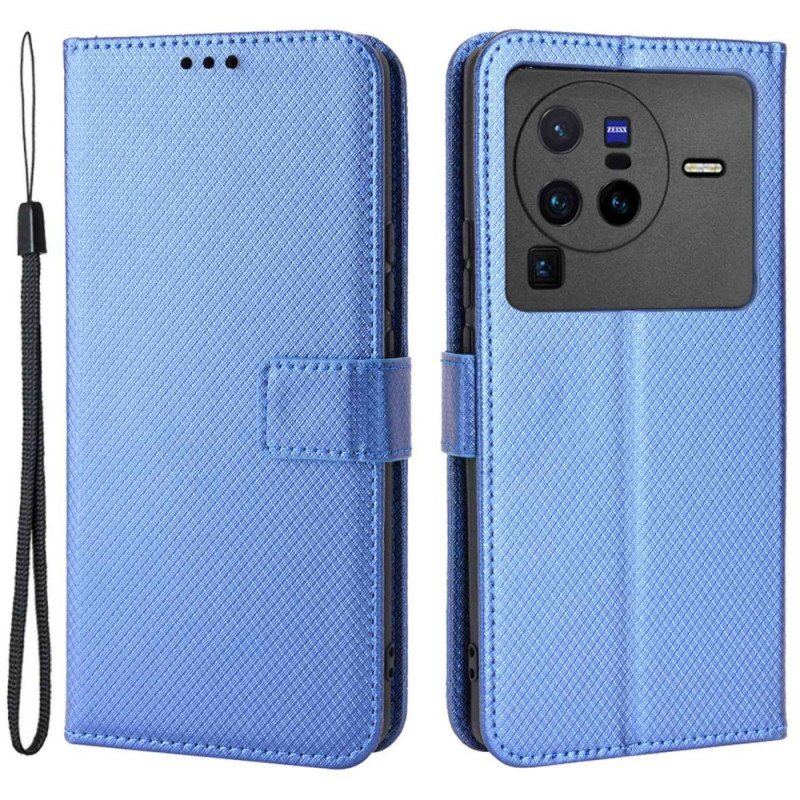 Flip Case Vivo X80 Pro Suojaketju Kuori Hiilikuituhihna