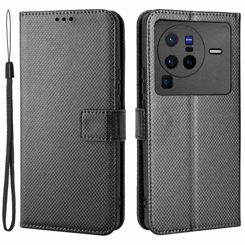 Flip Case Vivo X80 Pro Suojaketju Kuori Hiilikuituhihna